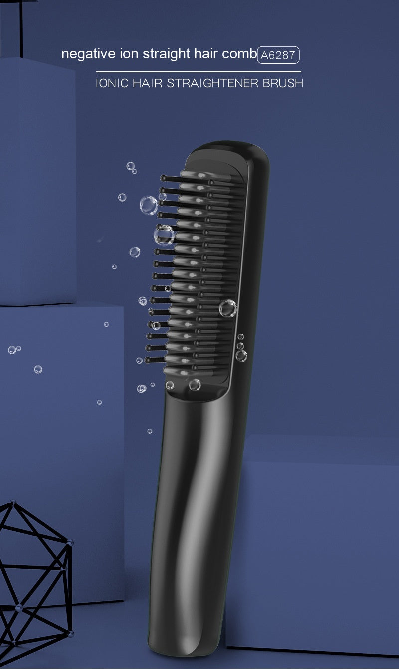 Wireless Ionic Hair Straightener Comb — USB-C Rechargeable 2600mAh Styling Tool