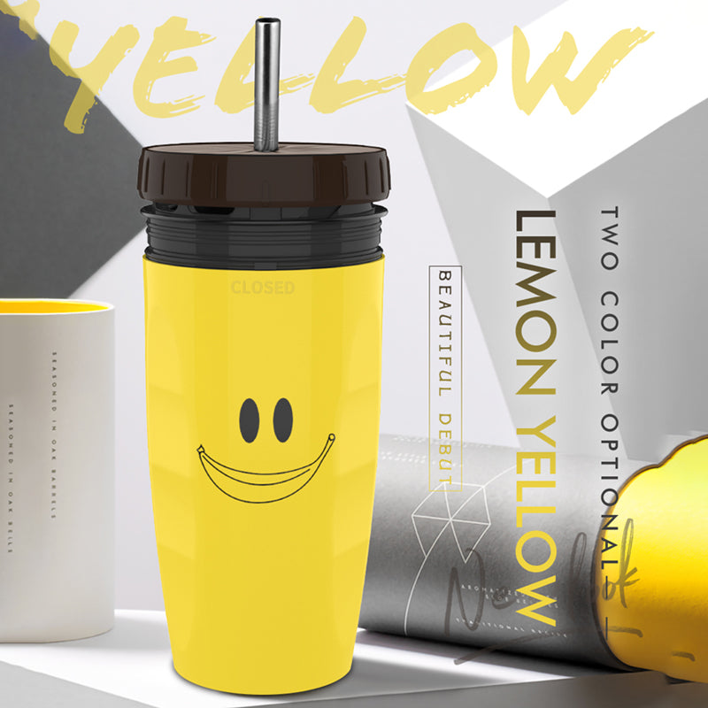 Twist-Seal Lidless Travel Tumbler — 300ml Double-Wall Insulated Straw Cup