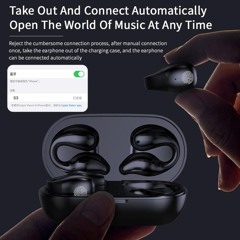 Ear Clip Open-Ear Bluetooth 5.2 Headphones — 36Hr HIFI Dual Drive 350mAh Case