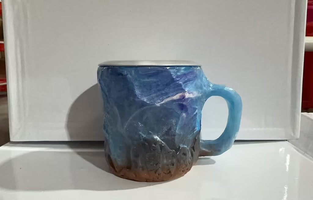 Mineral Crystal Effect Resin Coffee Mug 400ml — Decorative Handle Cup Gift