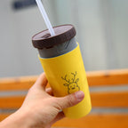 Twist-Seal Lidless Travel Tumbler — 300ml Double-Wall Insulated Straw Cup