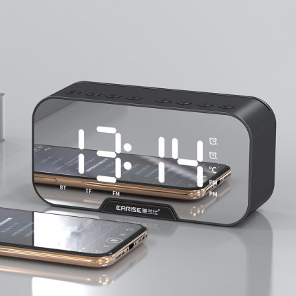 Alarm Clock Bluetooth Speaker 3W — FM Radio TF Card 4Hr Battery Display