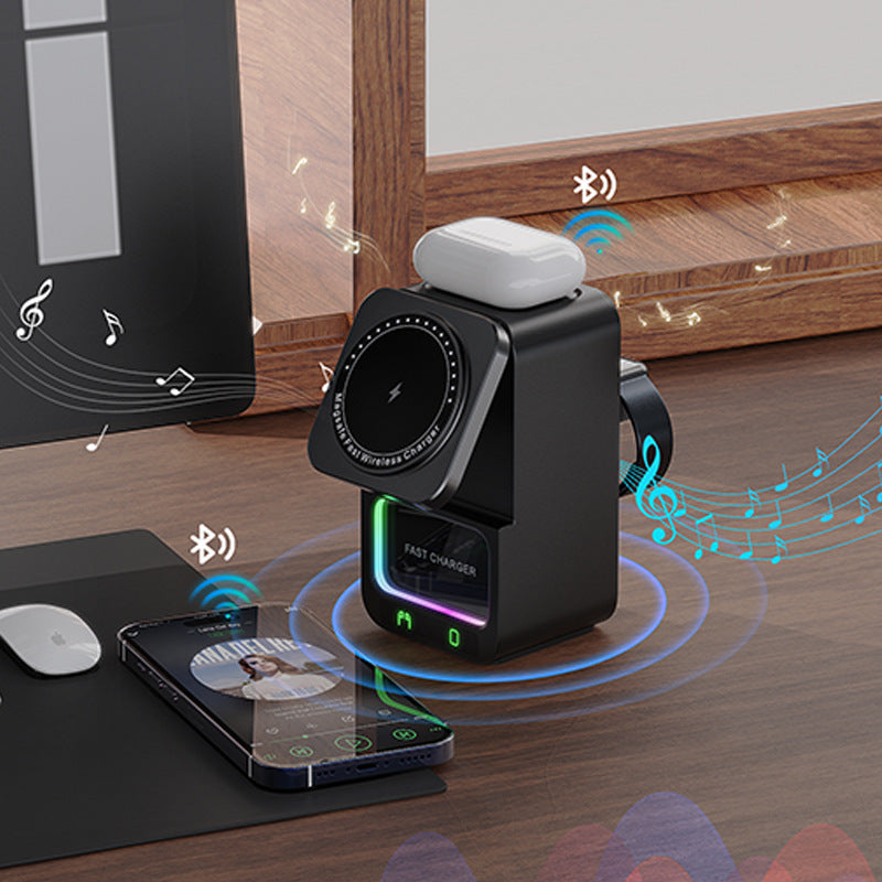 5-in-1 Wireless Charger with Bluetooth Speaker — 23W QC3.0 Fast Charging
