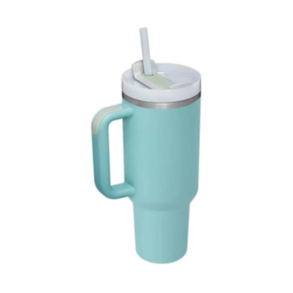 40oz Insulated Stainless Steel Tumbler with Handle & Straw — Hot 12Hr Cold 24Hr