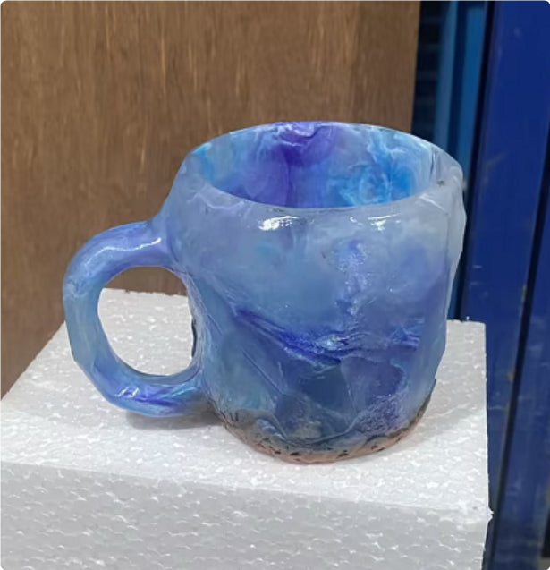 Mineral Crystal Effect Resin Coffee Mug 400ml — Decorative Handle Cup Gift
