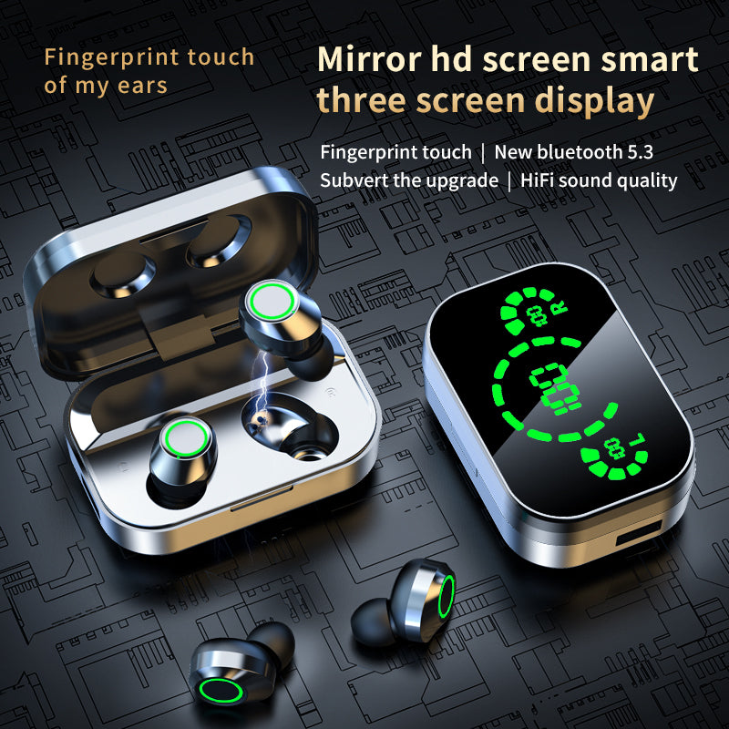 YD03 TWS Wireless Earbuds — Bluetooth 5.3 LED Display Breathing Light Graphene