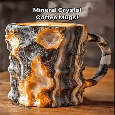 Mineral Crystal Effect Resin Coffee Mug 400ml — Decorative Handle Cup Gift