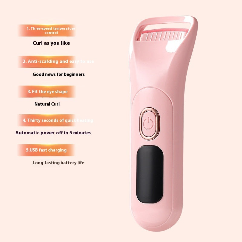 Electric Heated Eyelash Curler with Digital Display — USB Rechargeable 200mAh