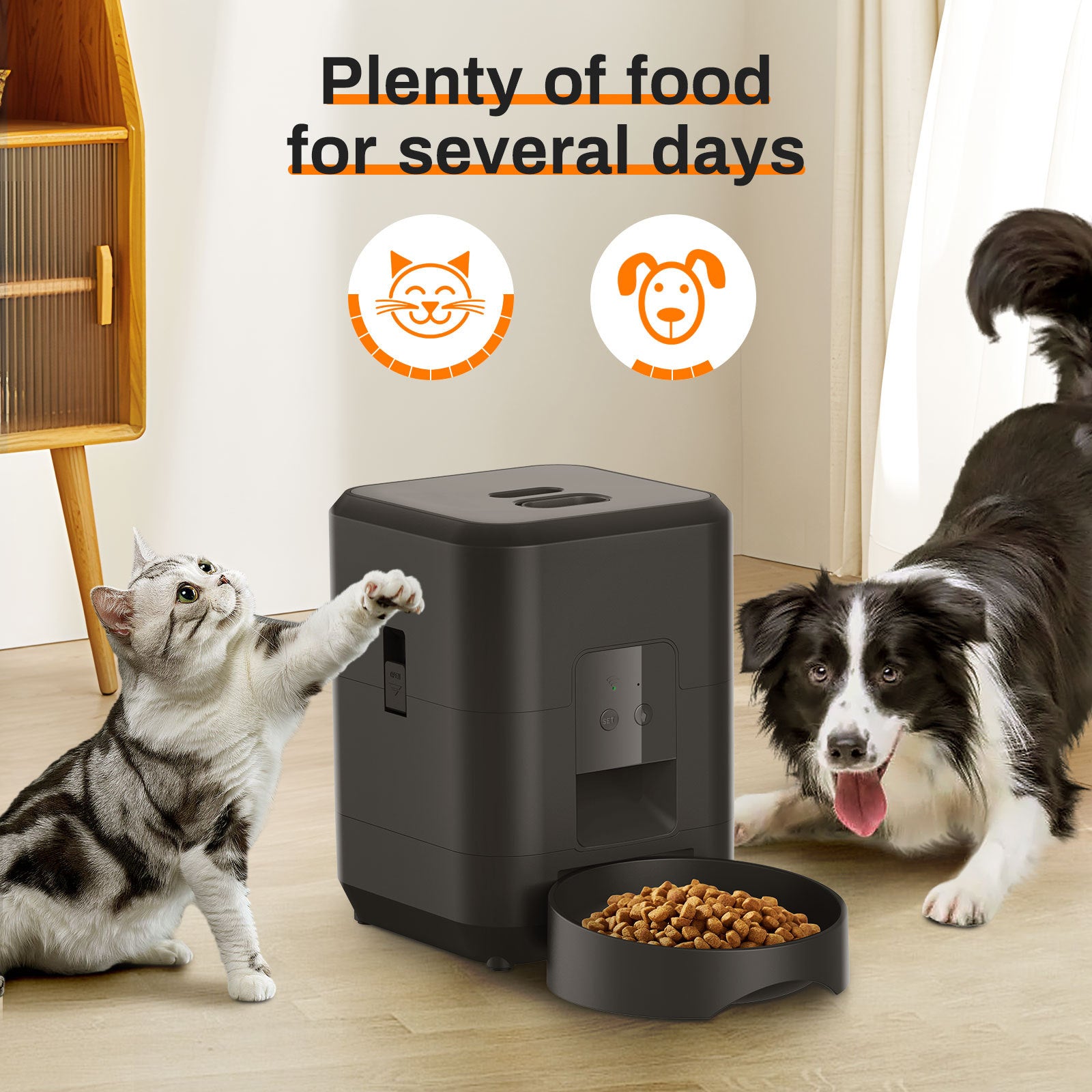 Smart Automatic Cat Feeder with WiFi & Timer — Quantitative Pet Food Dispenser