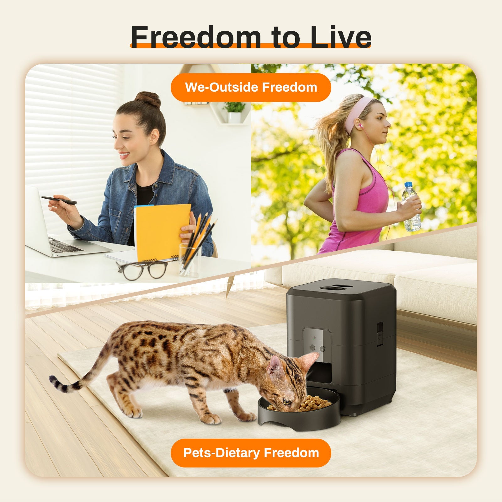 Smart Automatic Cat Feeder with WiFi & Timer — Quantitative Pet Food Dispenser