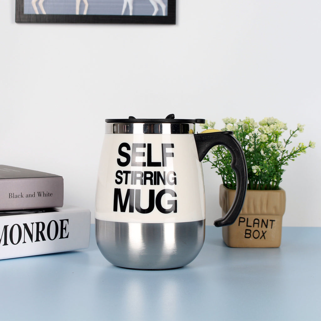 Self-Stirring Coffee Mug 400ml — Electric Auto-Mix Stainless Steel Cup with Handle