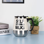 Self-Stirring Coffee Mug 400ml — Electric Auto-Mix Stainless Steel Cup with Handle