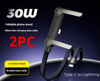 2-in-1 Fast Charging Cable with Phone Stand — 240W USB-C Braided Cable Holder