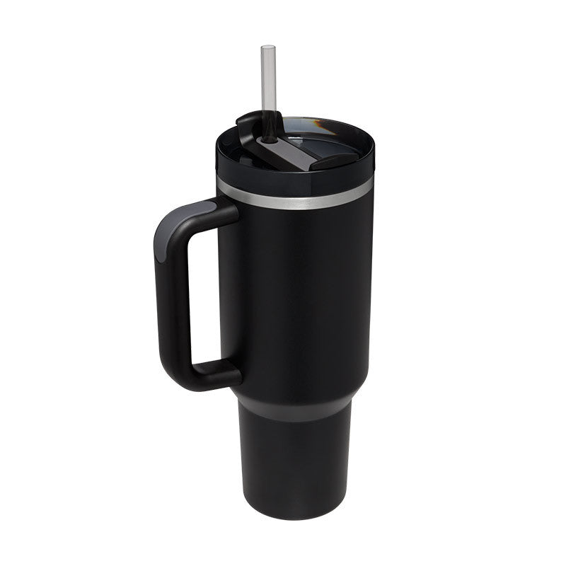 40oz Insulated Stainless Steel Tumbler with Handle & Straw — Hot 12Hr Cold 24Hr