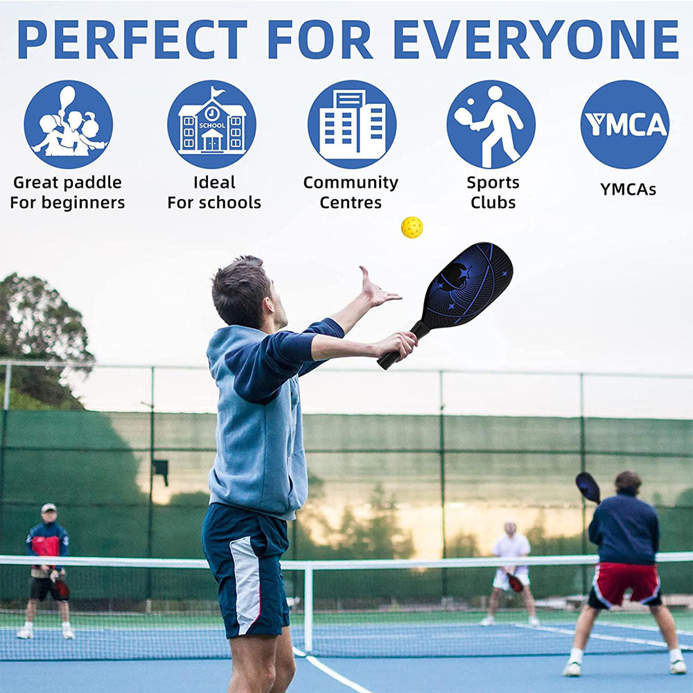 Pickleball Paddle Set — 2 Carbon Fibre Paddles, 4 Balls & Carry Bag
