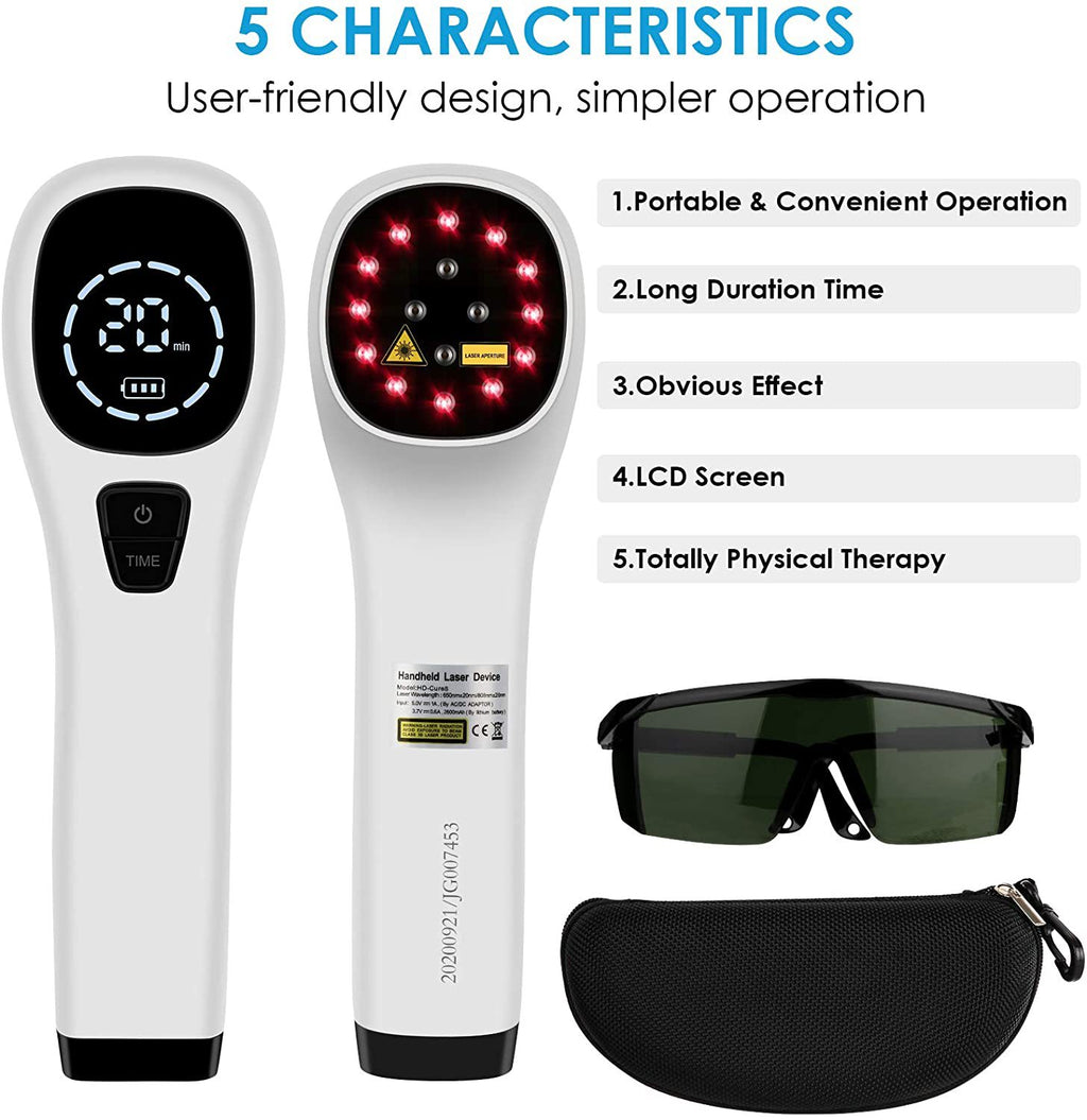 Handheld Red Light Therapy Device — Infrared Pain Relief 4×808nm & 12×650nm