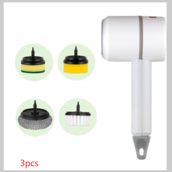 Electric Cleaning Brush Set — Rechargeable Multifunctional Scrubber 3 Brush Heads
