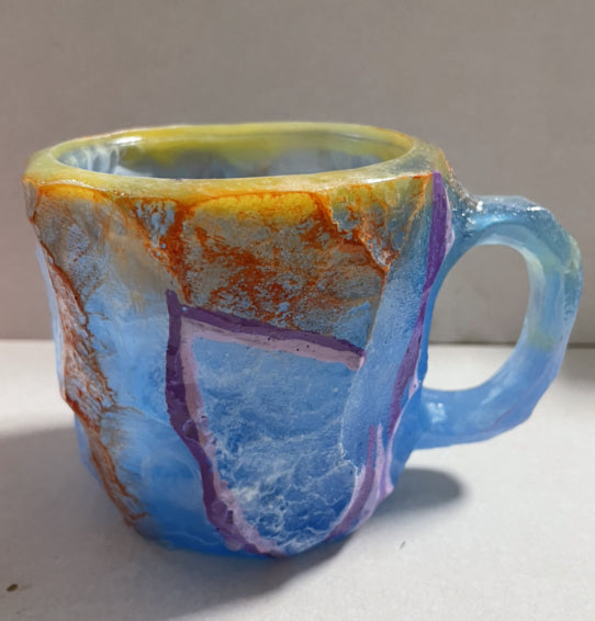 Mineral Crystal Effect Resin Coffee Mug 400ml — Decorative Handle Cup Gift