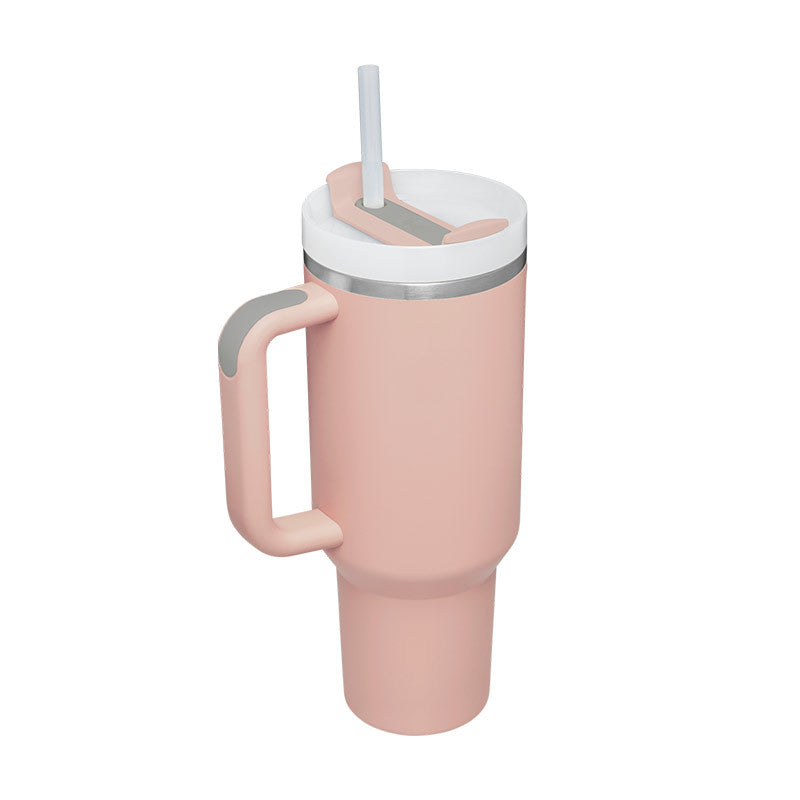 40oz Insulated Stainless Steel Tumbler with Handle & Straw — Hot 12Hr Cold 24Hr