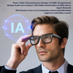 Lunettes intelligentes Bluetooth avec IA – Caméra intégrée, traduction en temps réel et filtre anti-lumière bleue