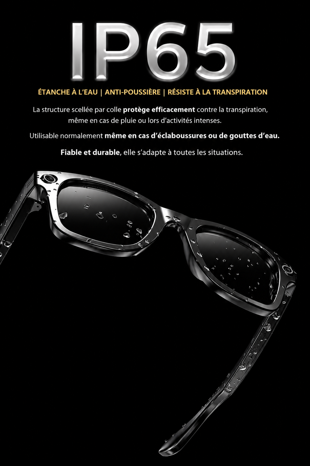 Lunettes intelligentes Bluetooth avec IA – Caméra intégrée, traduction en temps réel et filtre anti-lumière bleue